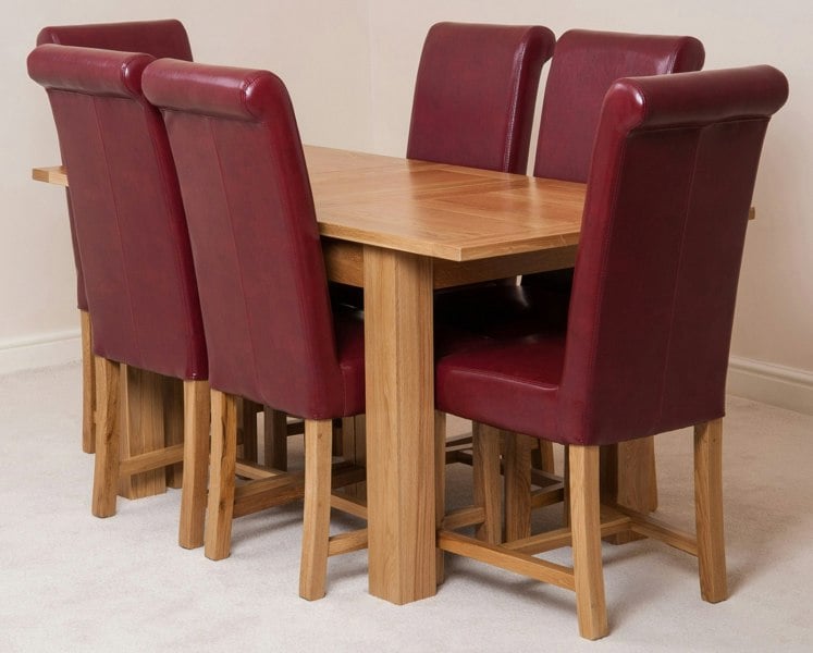 That's Furniture Hampton Small Oak Extending Dining Table with Washington Leather Chairs