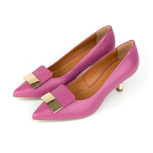 Embassy London Piccadilly - Pink -  Women’s Leather Kitten Heel Pump