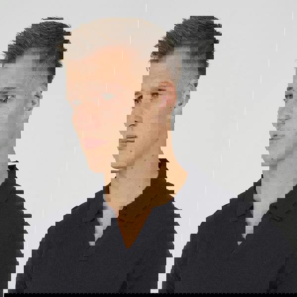 Brave Soul Navy Trophy Neck Knitted Polo - Navy Image 4