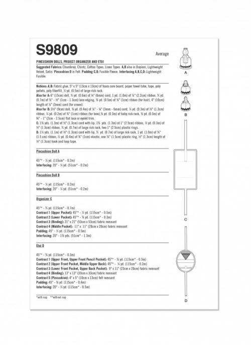 Simplicity Sewing Pattern 9809, Accessories OS (One Size) - Intermediate