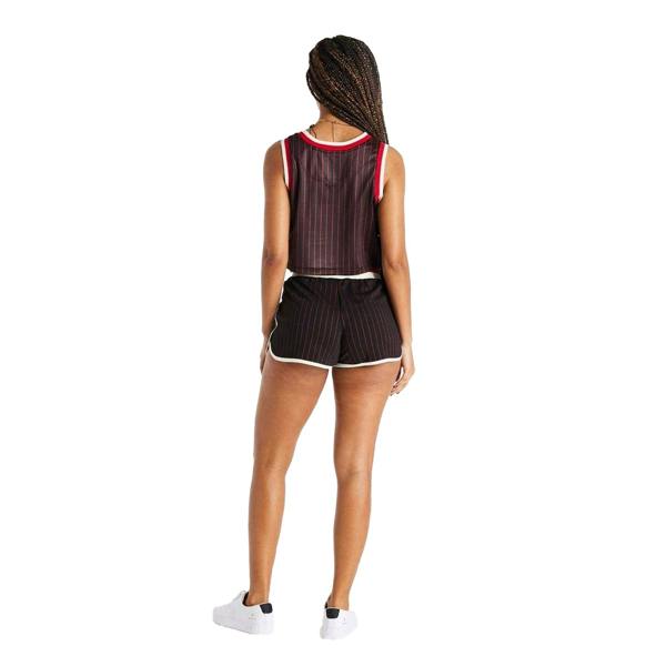 SikSilk Womens/Ladies Pinstripe Athletic Basketball Shorts - Black/Red - 