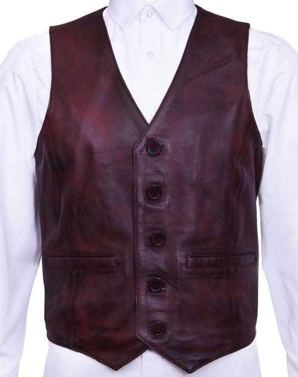 Infinity Leather Mens Leather Waistcoat Formal Traditional Gilet Vest