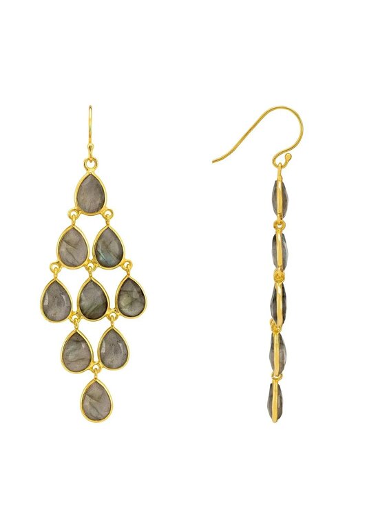 Latelita Erviola Gemstone Cascade Earrings Gold Labradorite