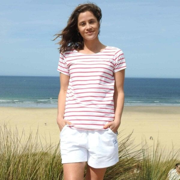 Lazy Jacks LJ8 - Ladies Short Sleeve Striped Breton Top - Cherry