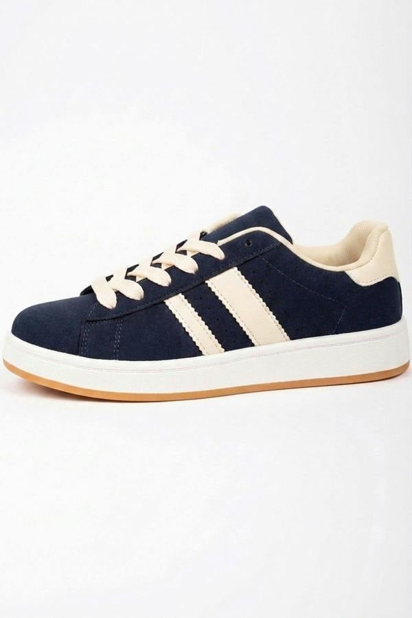 Constance Faux Suede Stripe Trainers - Pink
