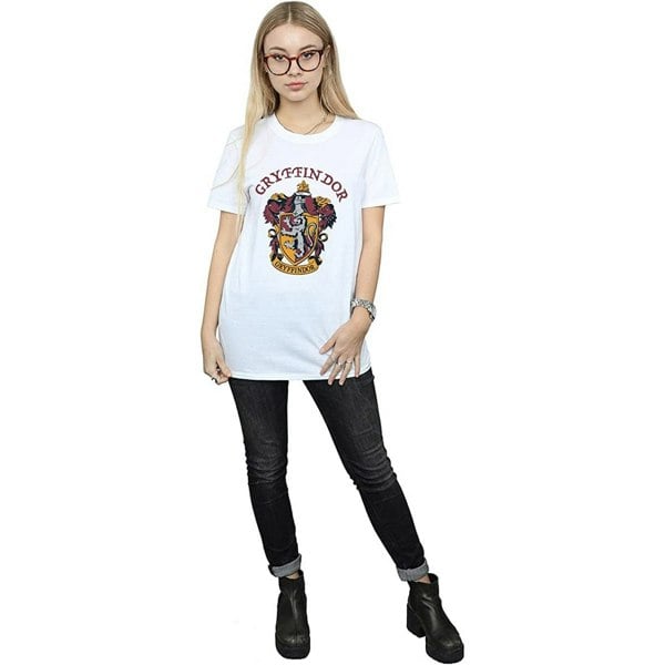 Harry Potter Womens Gryffindor Cotton Boyfriend T-Shirt - White