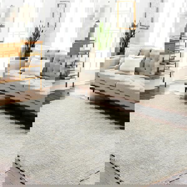 Livabliss Masterpiece-Modern Beige Grey Graphic Fringe Rug