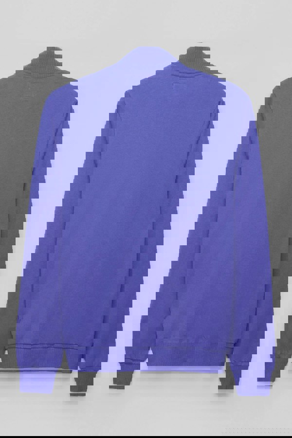 Blue Zip Through Varsity Bomber Jacket