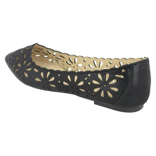 Spot On Ladies Spot On Flower Cut Out Ballerinas F80390