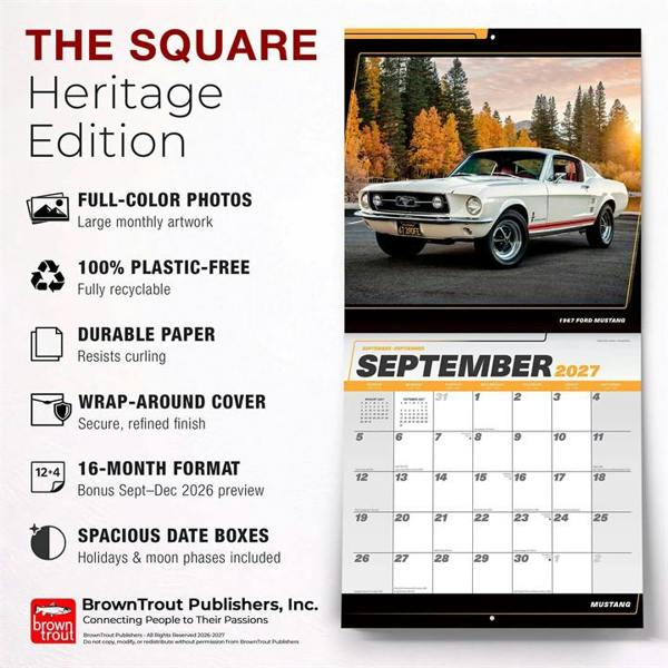 Mustang Calendar 2027, Wall Calendars, Month To View, Transport, Gift