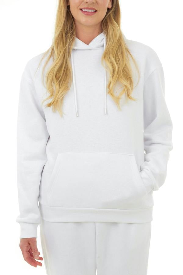Smart Living Women's Cozy Polycotton Hoodie - Soft Pullover with Pocket - White