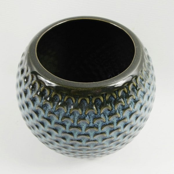 Leaf Blue Ceramic Plant Pot 15 x 15 x 12.5cm