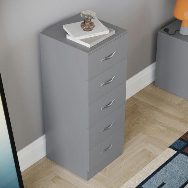 Vida Designs Riano 5 Drawer Narrow Chest, Black