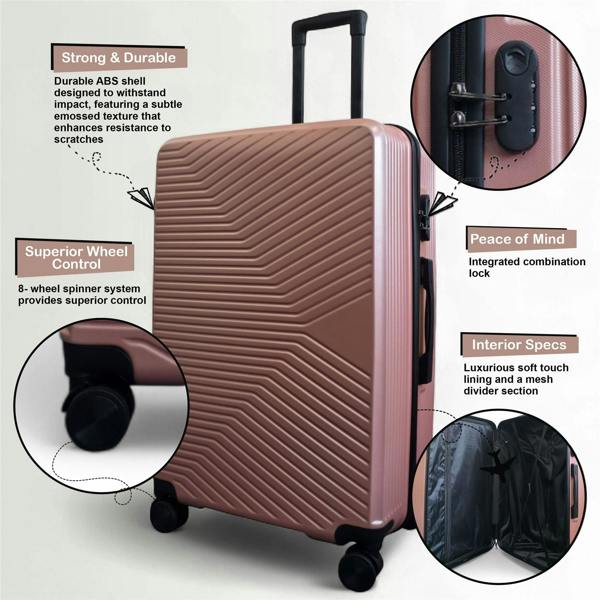 Infinity Luggage Hardshell Suitcase Set Robust 8 Wheel Luggage Cabin Case Bag
