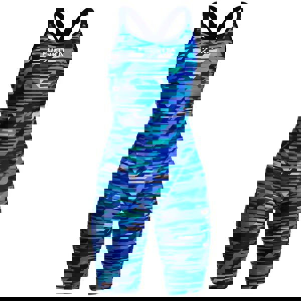 Blue Funkita Pace Racer Fast Legs legsuit in camouflage with straps