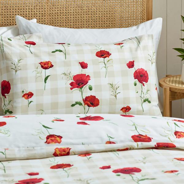 Catherine Lansfield Poppy Floral Reversible Duvet Cover Set Red