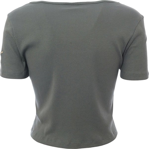 Puma Women's Deep Green Square Neck Ribbed Crop Top