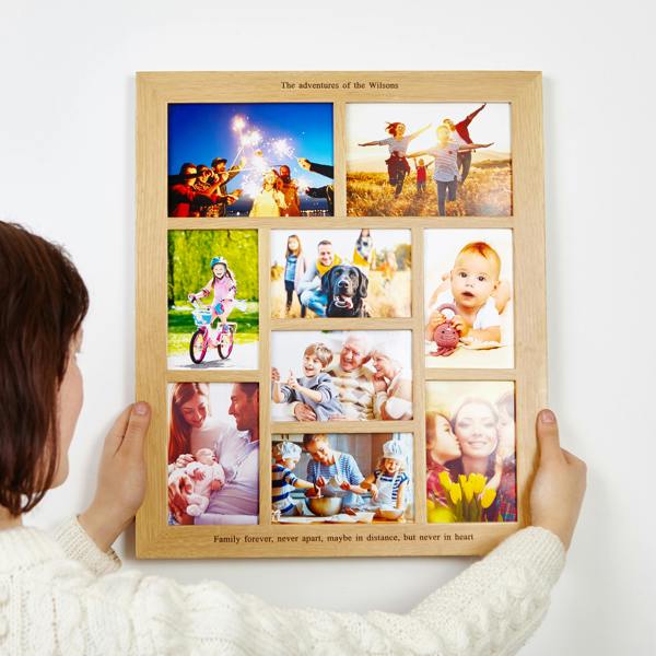 MijMoj Design Personalised Solid Oak Nine Aperture Picture Frame