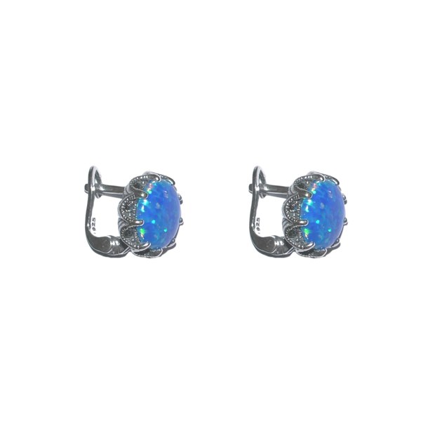 Spero London Round Opal High Quality Sterling Silver Earrings