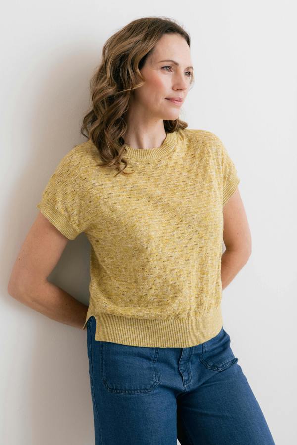 Lily & Me Lola Pointelle Knit Top Lime