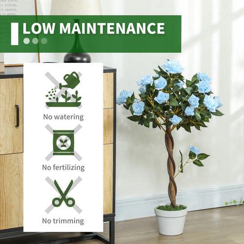 Dyzi 2pcs 90cm Artificial Rose potted Faux Tree Plant Garden Patio Décor
