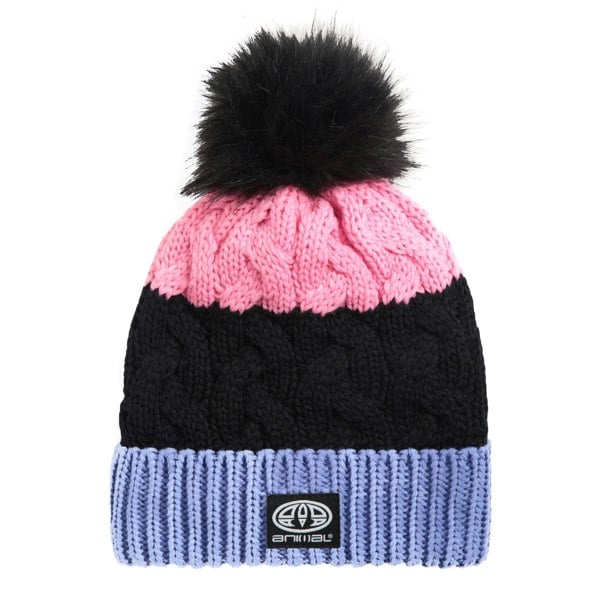 Animal Kids Alex Recycled Beanie - Blue/Black/Pink