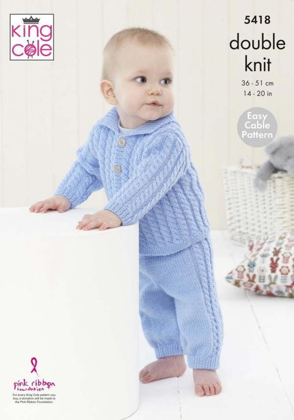 King Cole Comfort DK Knitting Pattern 5418, Jackets, Trousers for Baby, 14 - 22 Inches - Easy