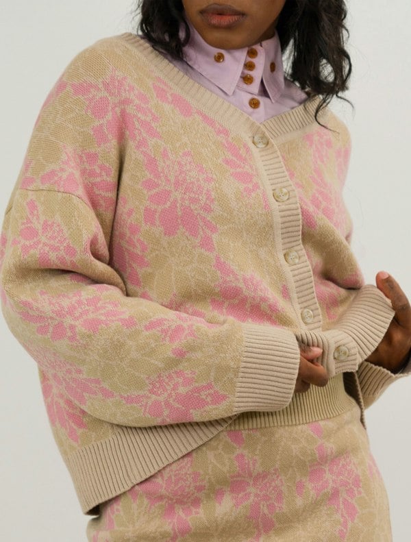 BALOU Floral Knit Cardigan