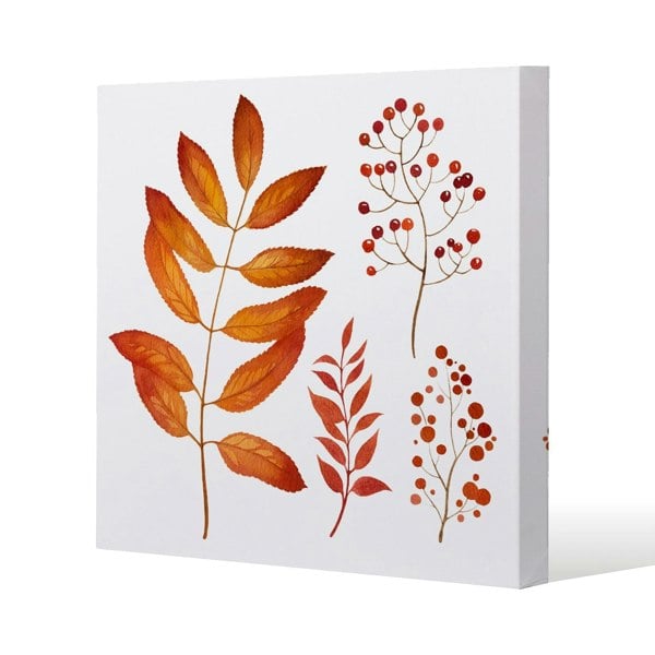 Benjamin Tate Design Orange Autumn Leaves Slim Style Canvas Print  90x90cm , 15mm Slim Real wood.