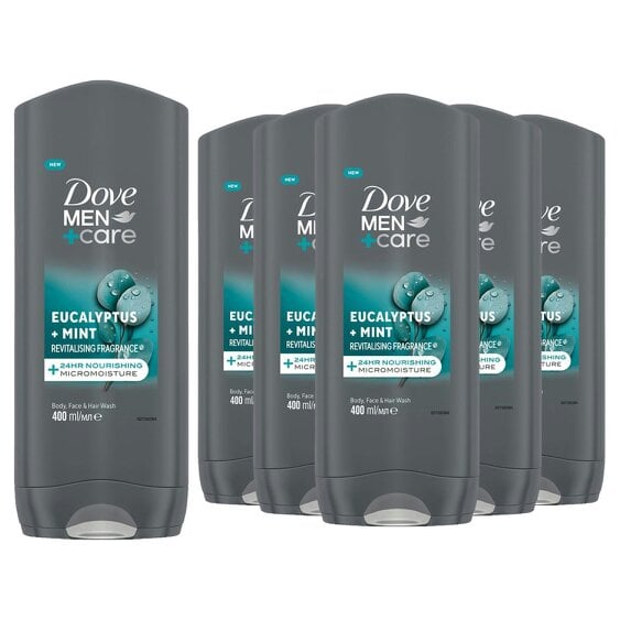 Dove Men+Care Eucalyptus + Mint 3-in-1 Hair, Face and Body Wash 6x400ml