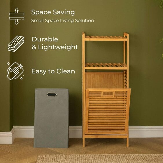 Neo Direct Neo Bamboo Tilt Out Laundry Hamper with 2 Tier Shelves