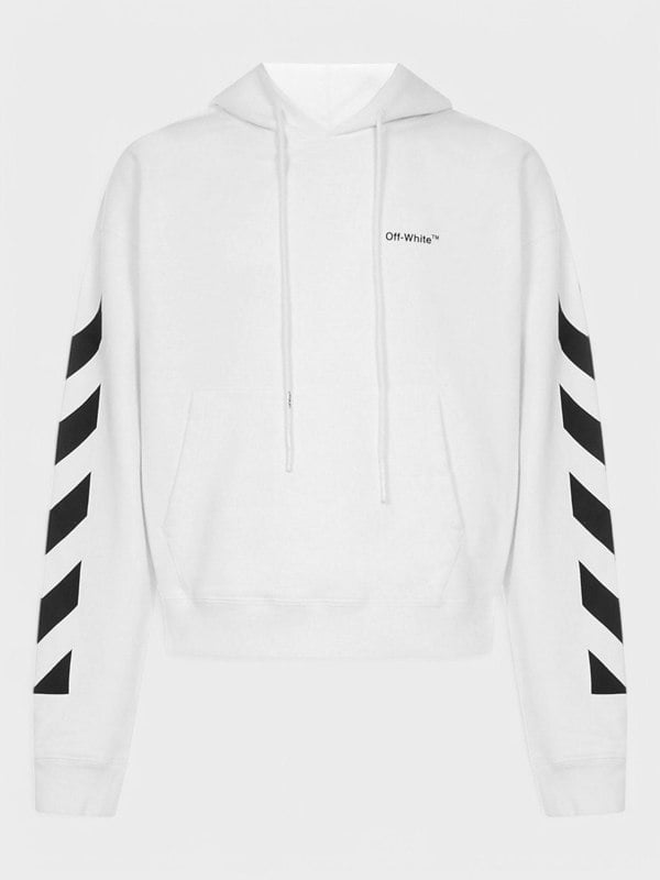 Off - White Diagonal Helvetica Oversized Hoodie White/Black - Supplied FashionOFF WHITE