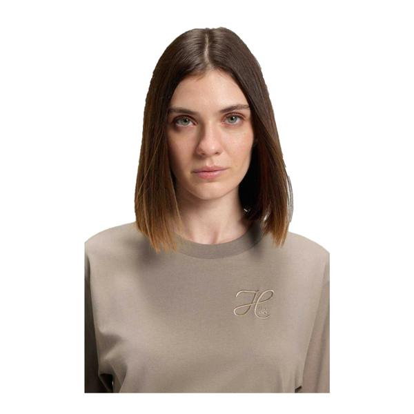 Hugo Womens/Ladies Vintage Embroidered Relaxed Fit T-Shirt - Light Beige - 