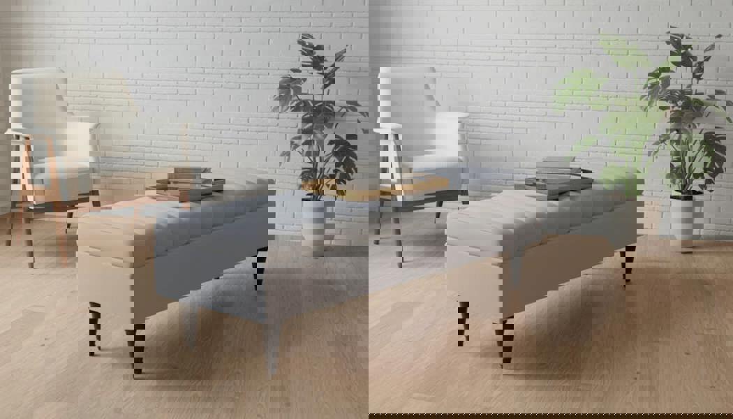 Romo Panel Storage Ottoman Bench Seat – Light Grey Hidden Storage Coffee Table for Living Room UK - ISTOOLS