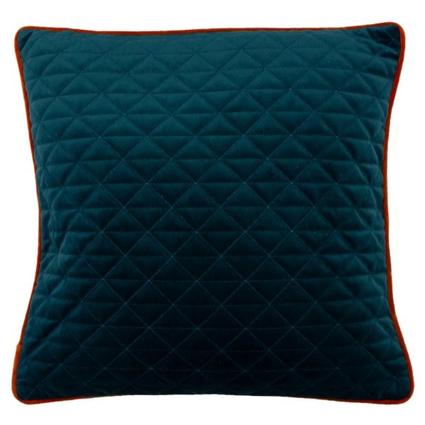 Riva Home Quartz Cushion Cover with Geometric Diamond Design - Teal/Jaffa Orange