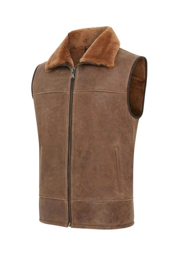 Infinity Leather Mens Aviator Shearling Bomber Gilet - Ambler