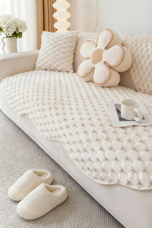Living and Home Non-Slip Faux Plush Sofa Protector