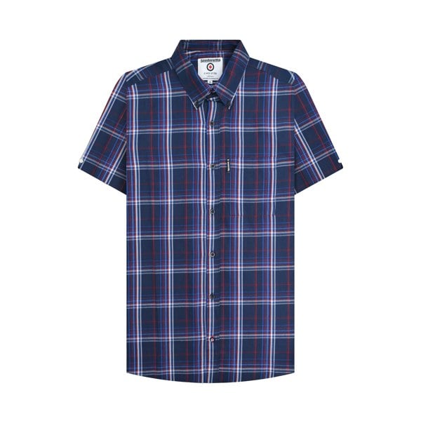 Lambretta Mens SS25 Checked Shirt - Navy/Blue/Red