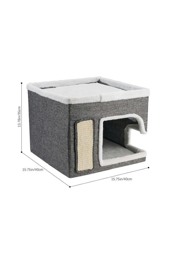 Living and Home 2-in-1 Cat House with Scratch Pad and Fluffy Ball