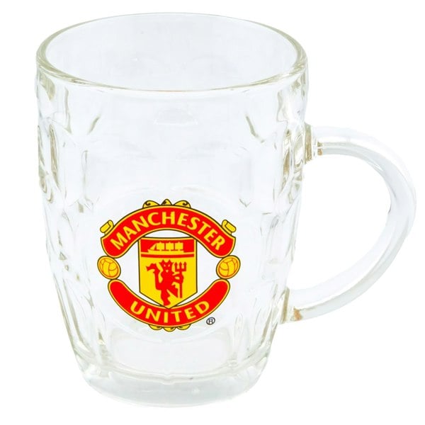 Manchester United FC Glass Tankard - Clear/Red/Yellow