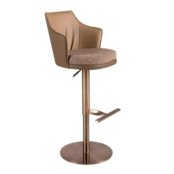 Angel Cerdá Swivel Stool in Mottled Brown Fabric and Brown Leatherette 4226