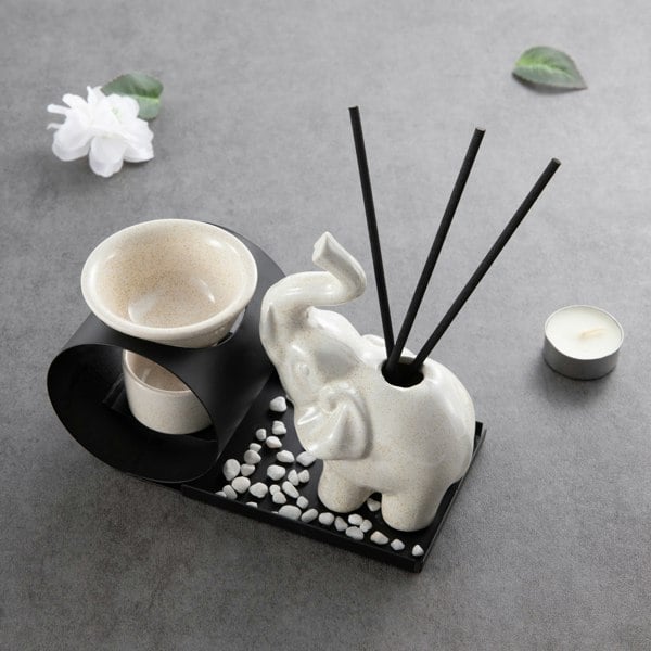 Myga Elephant Aroma Diffuser and Incense Holder Set
