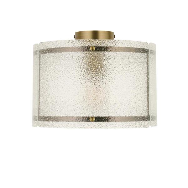 Pagazzi Lighting Traynor Clear And Antique Brass Flush Ceiling Light