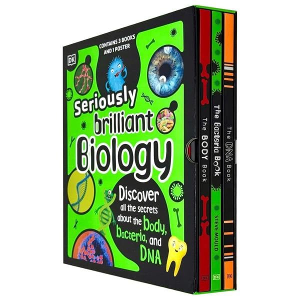 DK Seriously Brilliant Biology 3 Books Box Set and 1 Poster (The Body Book, The DNA Book and The Bacteria Book)