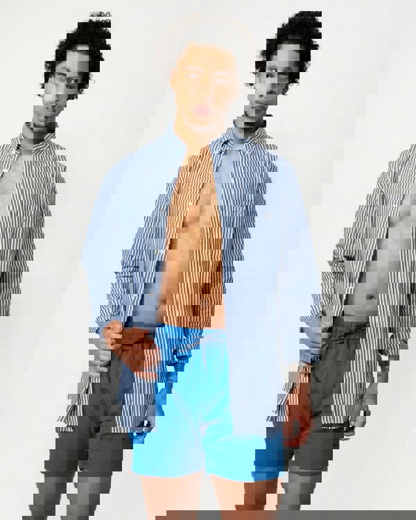 GANT Mens Regular Fit Long Sleeve Poplin Stripe Shirt - 436 College Blue - CHO - Designer Mens Long Sleeve Shirts