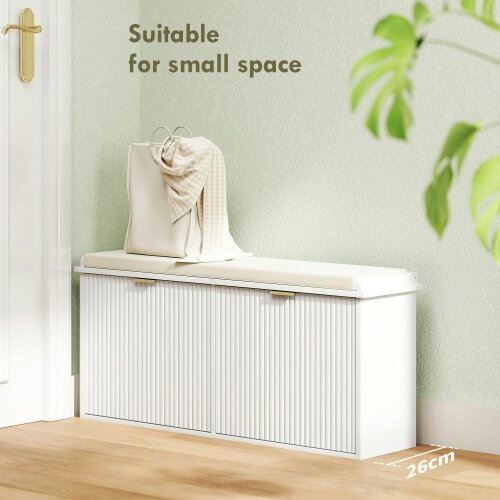 Wyld Haus Fasu Liha Wooden White 10 Pair Shoe Bench With Cushioned Top