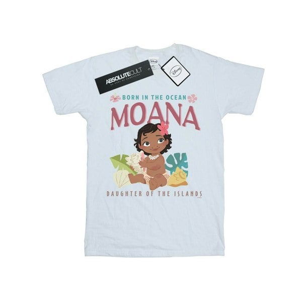 Disney Girls Moana Born In The Ocean Cotton T-Shirt - White