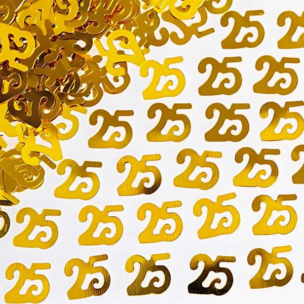 25th Birthday Gold Metallic Confetti Set for Party Tables and Celebration Displays image 6