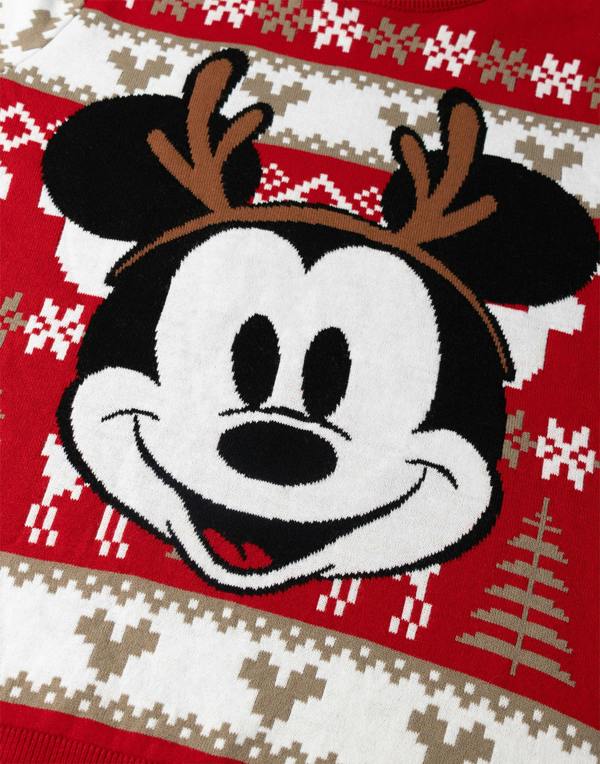 Disney Womens Red Mickey Mouse Christmas Jumper