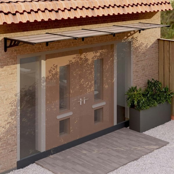 Berkfield Door Canopy Black 396x90 cm Polycarbonate